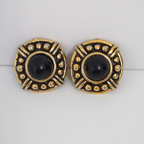 Vintage Black & Gold Clip Earrings (Set of 3) - Picture 5 of 6